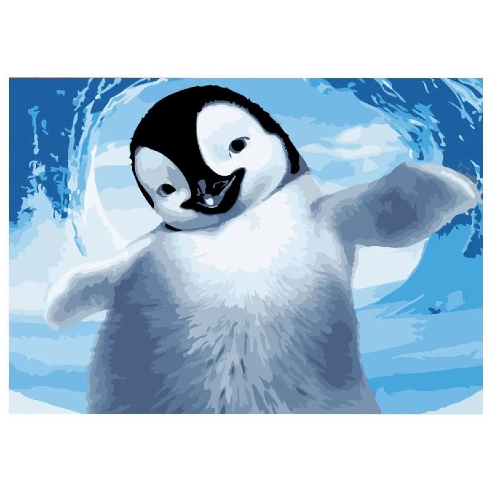 油絵　ペンギン Amazon.co.jp: Meecaa ペイントバイナンバー カラフルペンギンキット